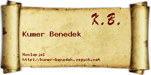 Kumer Benedek névjegykártya